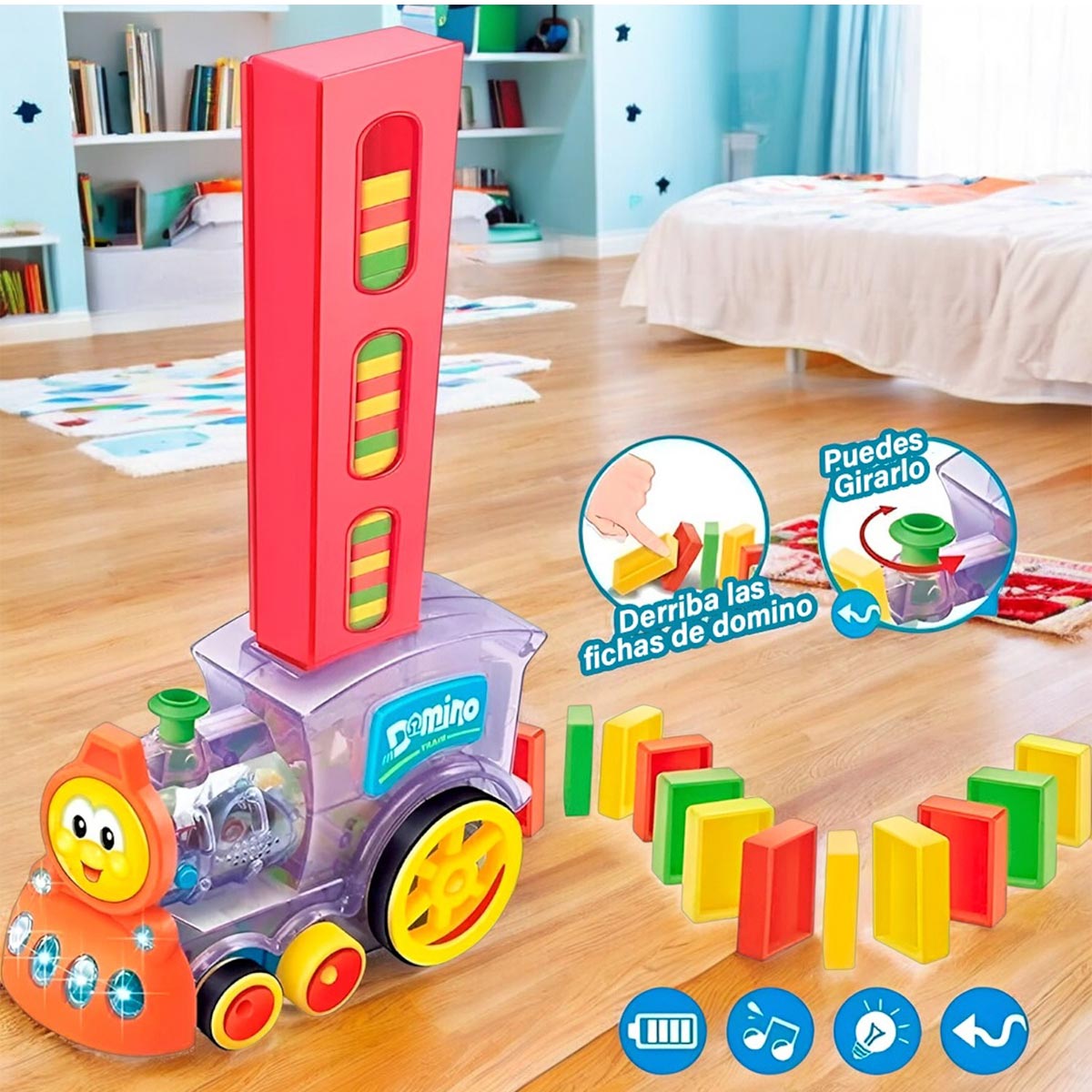 Tren domino con luces y sonidos - 60 piezas