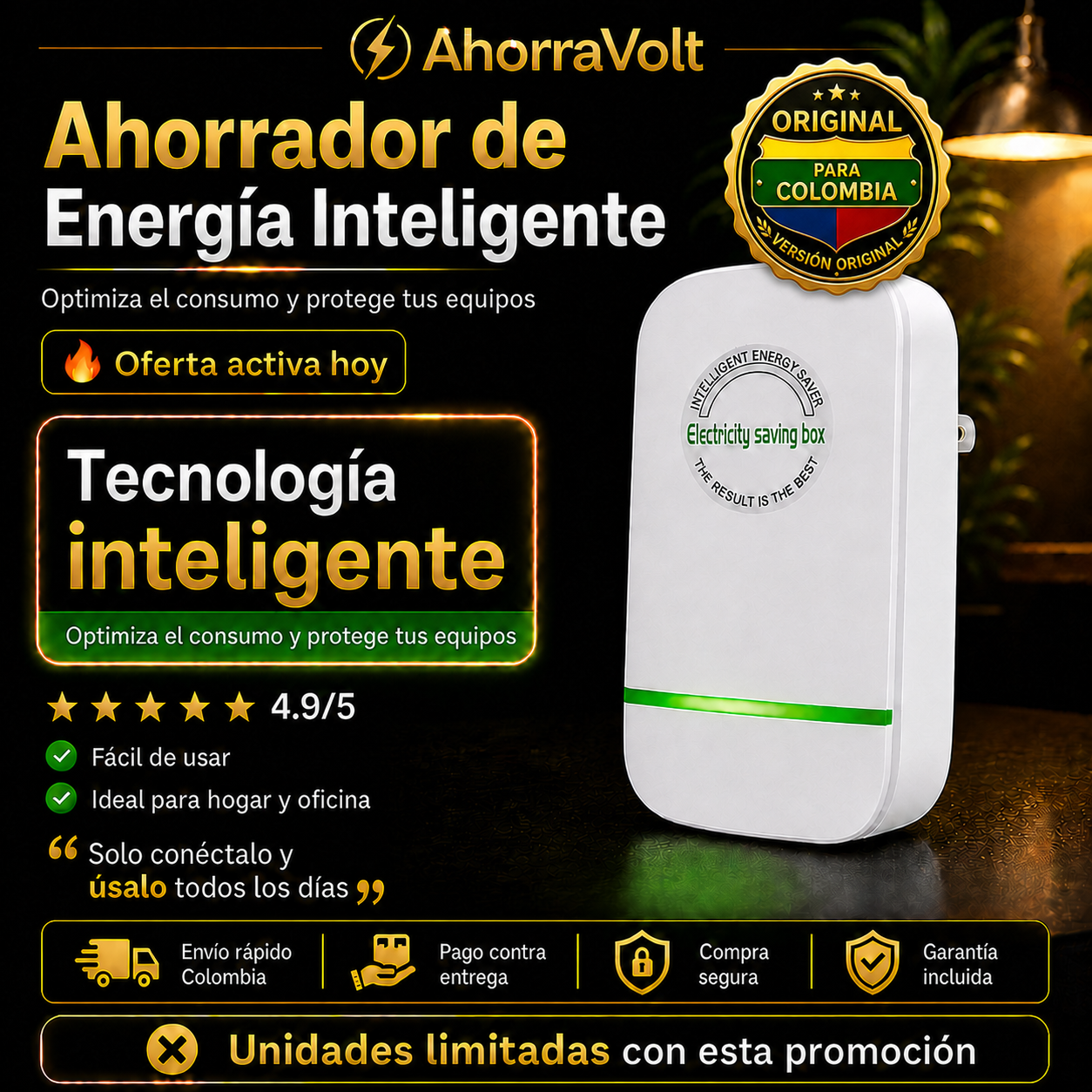 AhorraVolt™ (versión original para Colombia) - Ahorrador de Energía: más eficiencia y ahorro de energía