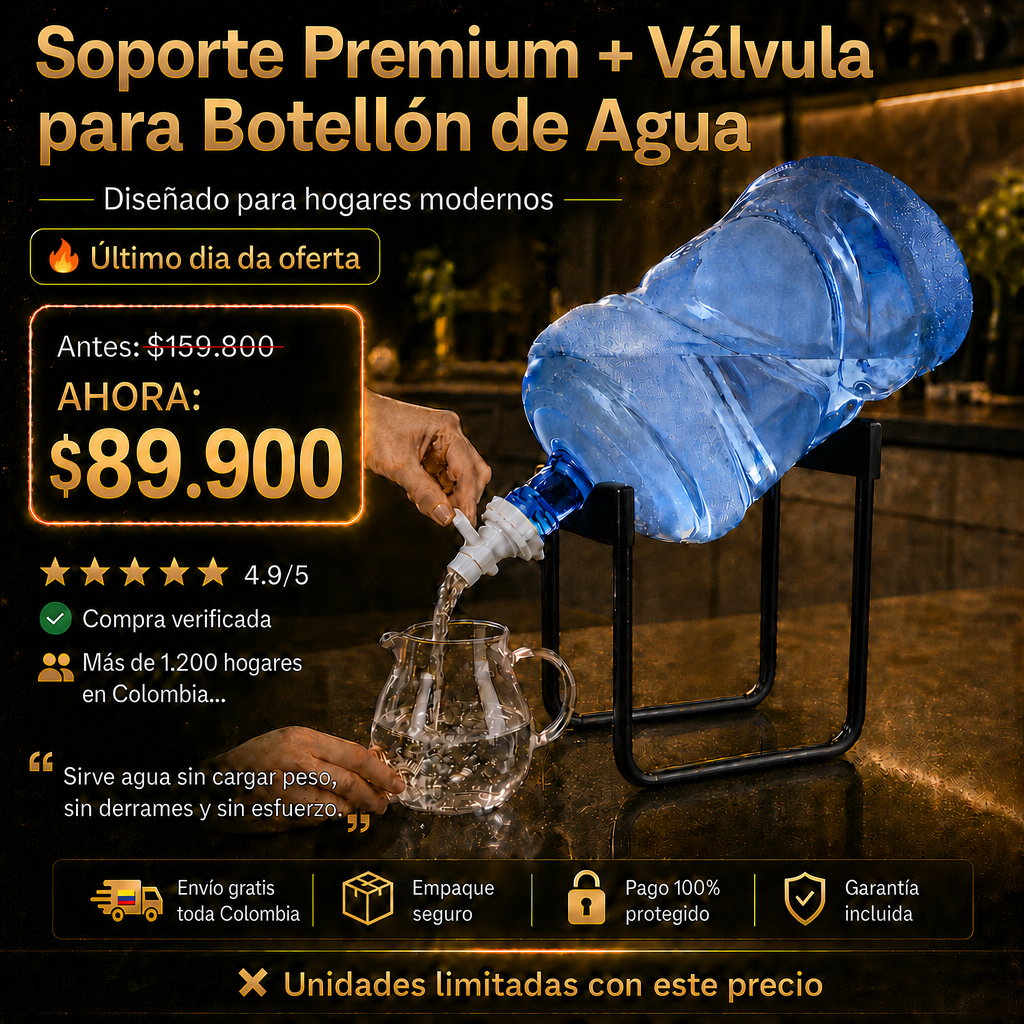 [🔥PROMO HOY] Kit con Soporte Premium + Válvula para Botellón de Agua