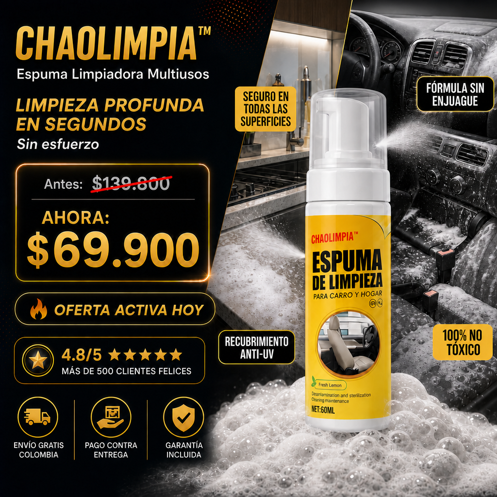 ChaoLimpia™ – Espuma Limpiadora Multiusos 60 mL – Limpieza profunda en segundos