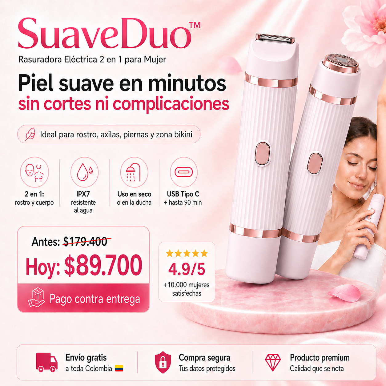 SuaveDuo™ – Rasuradora Eléctrica 2 en 1 para Mujer