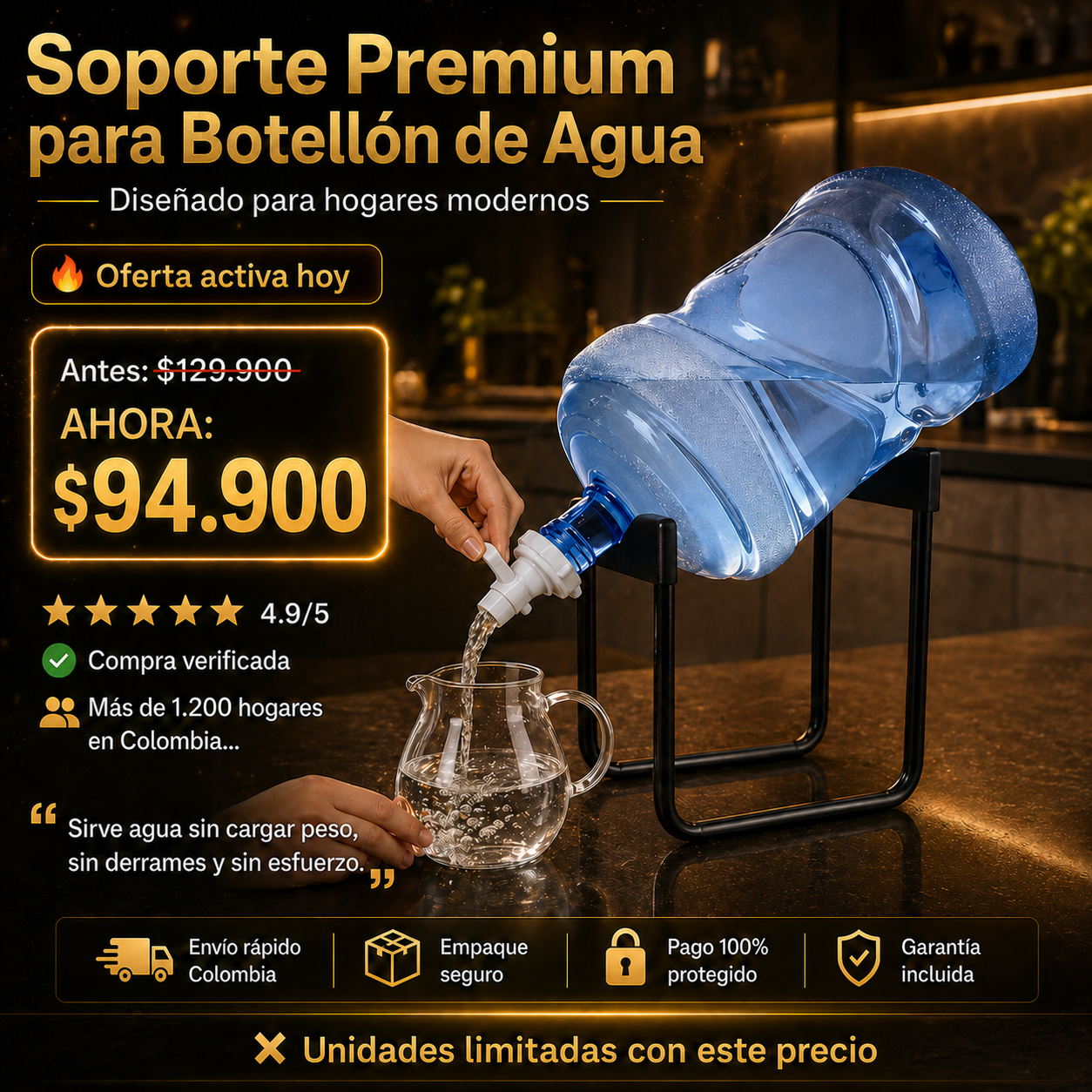 Kit con Soporte Premium + Válvula para Botellón de Agua