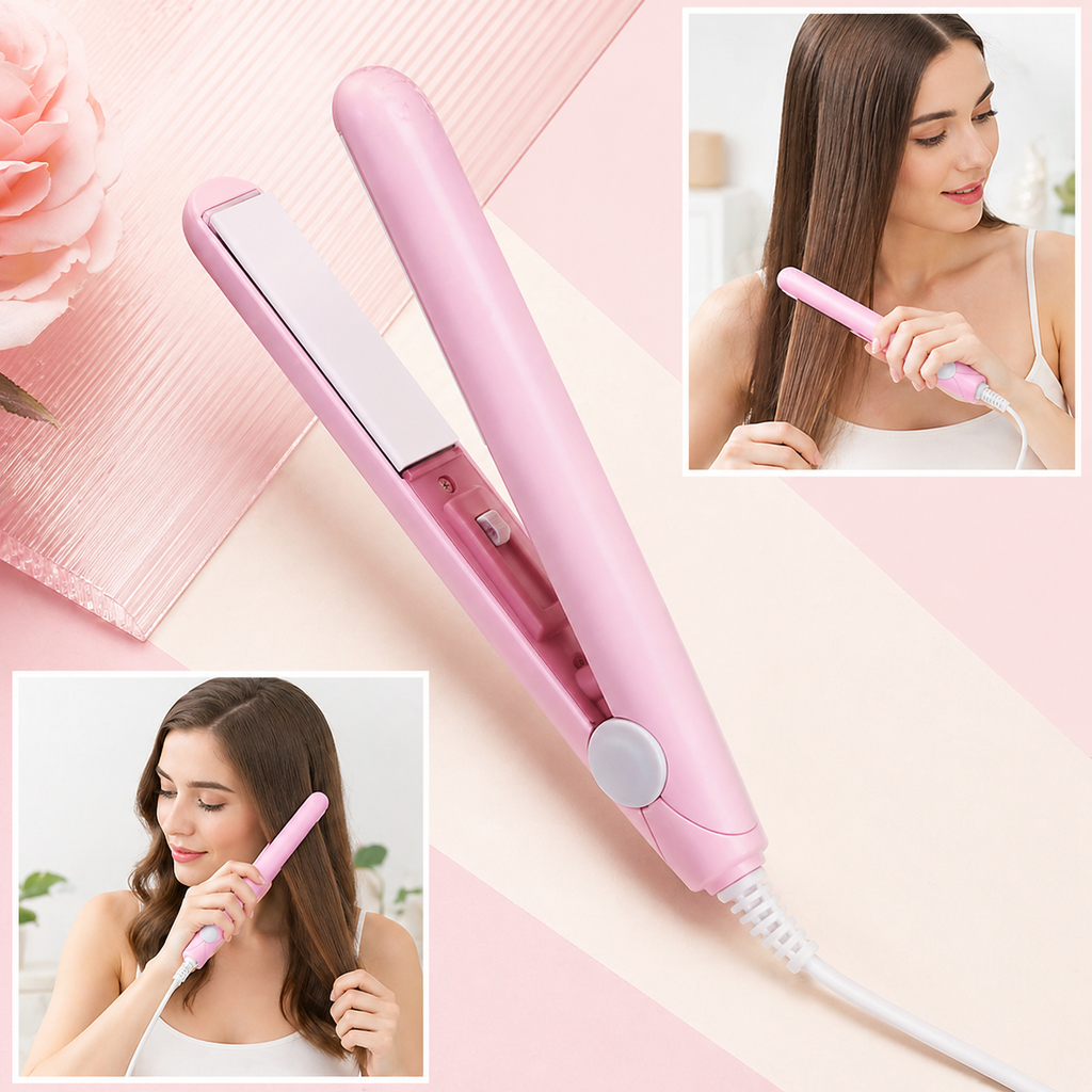 Mini Plancha de Cabello 2 en 1 BellaGo™: Rizador y Alisador
