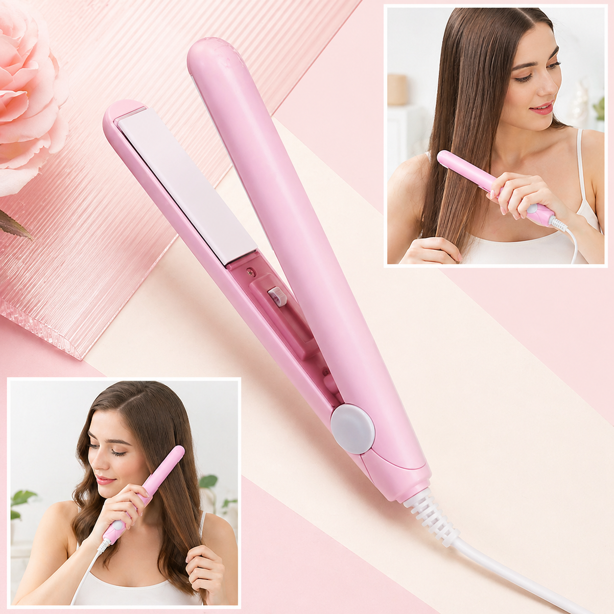 Mini Plancha de Cabello 2 en 1 BellaGo™: Rizador y Alisador