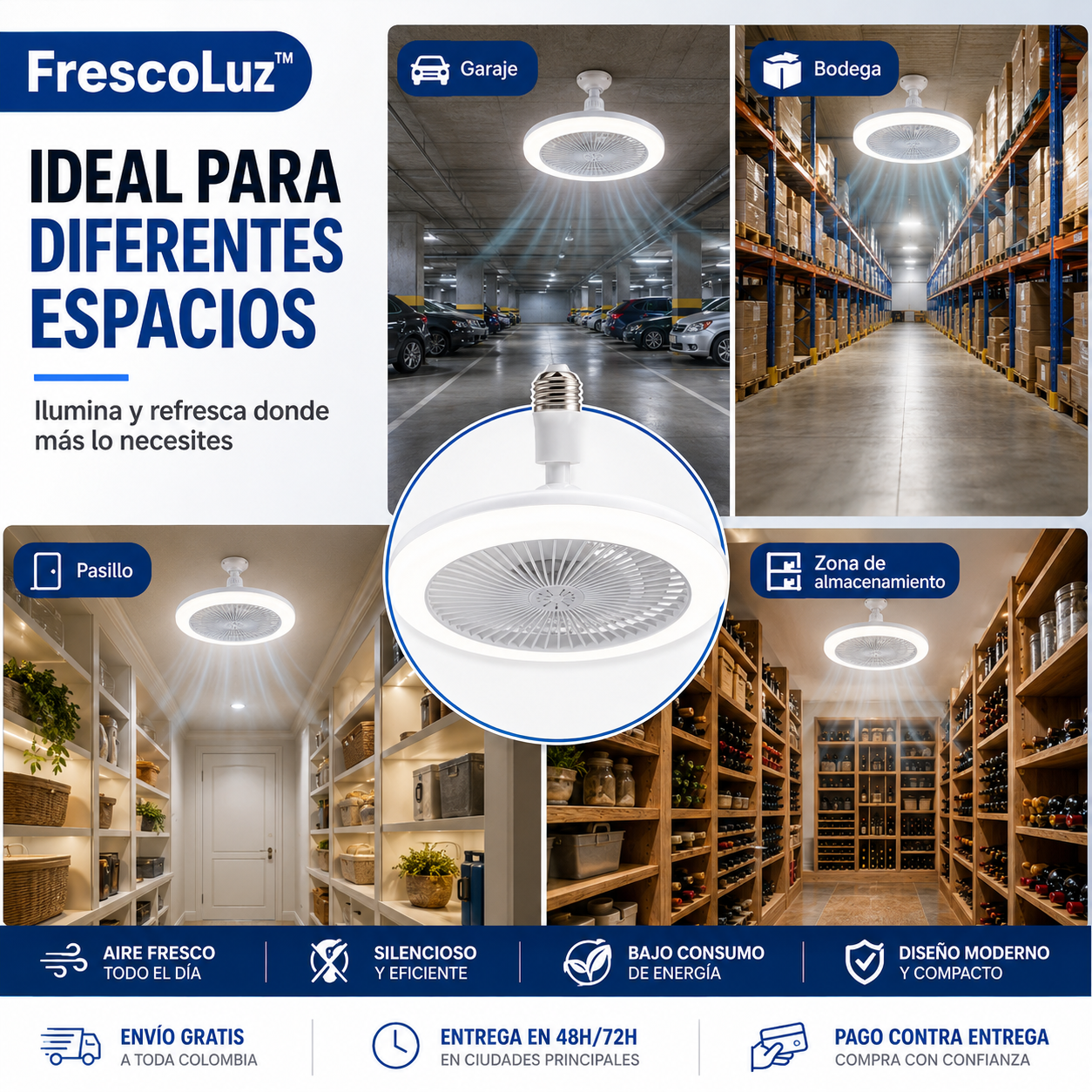 FrescoLuz™ — Ventilador LED 3 en 1 para Refrescar e Iluminar tu Hogar