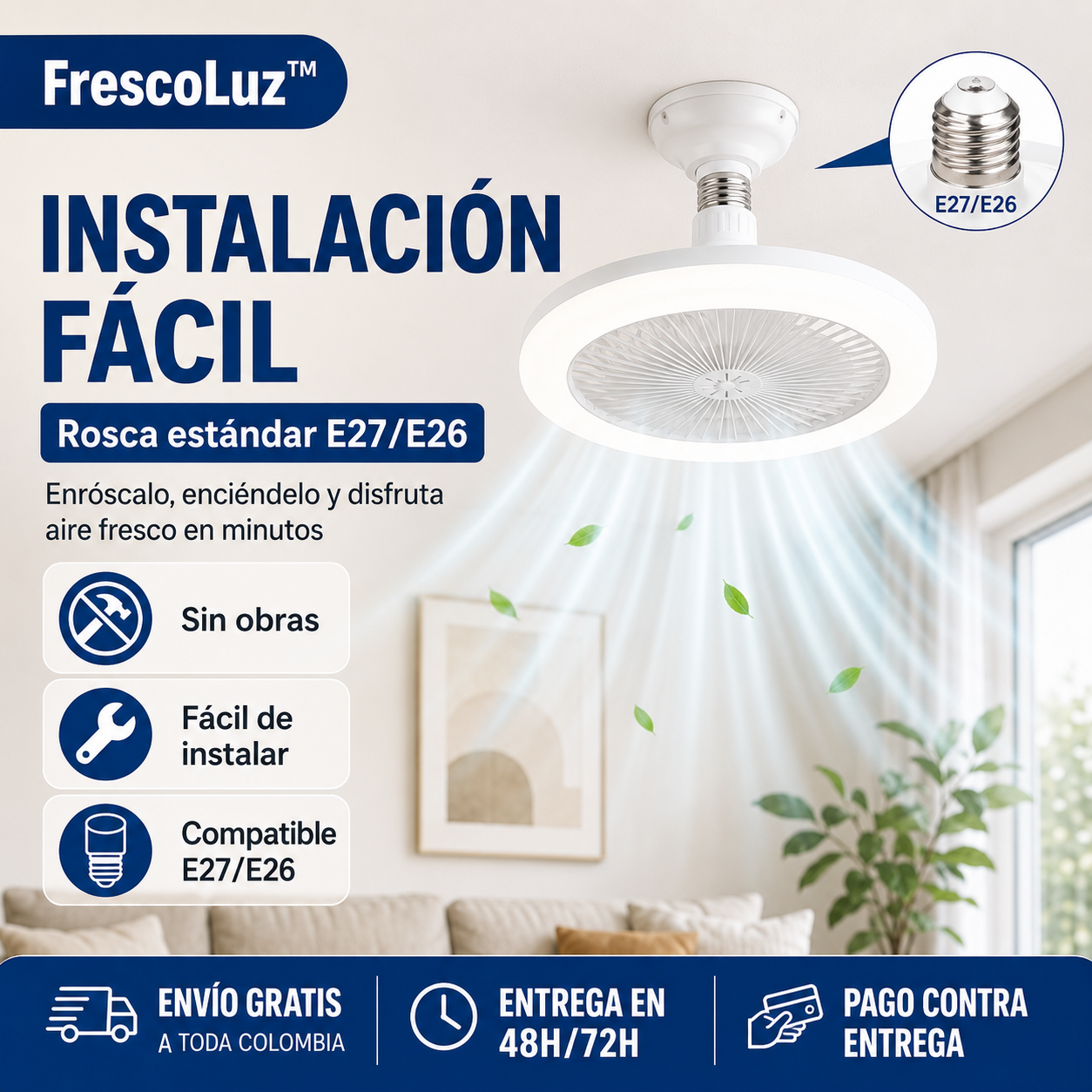 FrescoLuz™ — Ventilador LED 3 en 1 para Refrescar e Iluminar tu Hogar